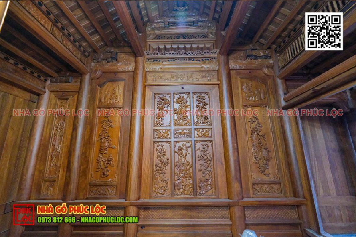 Mẫu vách thuận được đục tranh tứ quý